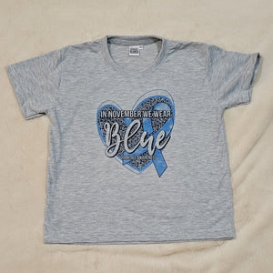 November Blue Heart T1D Youth T-Shirt (Multiple options available)