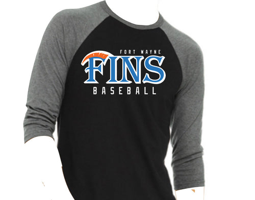 FINS Crew Neck 3/4 Baseball T-Shirt - Adult
