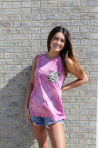 Mauve and Leopard Sleeveless Top