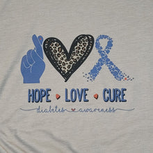 Hope, Love, Cure T1D Adult T-Shirt (Multiple options available)