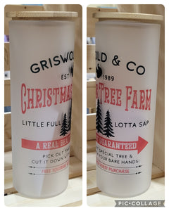 25oz frosted glass cups - Christmas designs