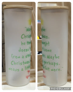 25oz frosted glass cups - Christmas designs