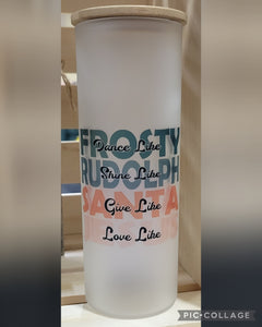 25oz frosted glass cups - Christmas designs