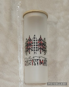 25oz frosted glass cups - Christmas designs