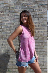 Mauve and Leopard Sleeveless Top