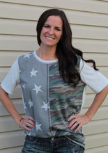 Stars and Camo Short Sleeve Top (Extended Sizes Available)