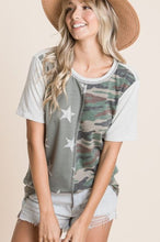 Stars and Camo Short Sleeve Top (Extended Sizes Available)